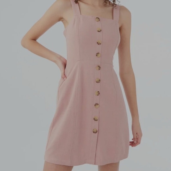 Aeropostale mauve pink linen blend button spring summer sun dress small 2 4 - Picture 1 of 6
